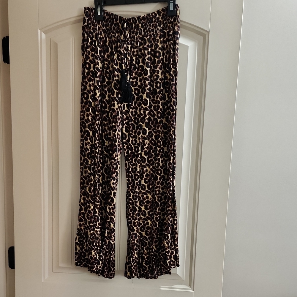 Leopard Print Flared Pants - image 1